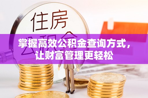 龙门掌握高效公积金查询方式，让财富管理更轻松